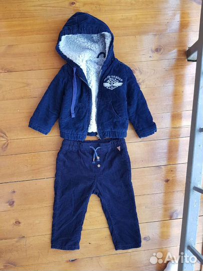 Детский вельветовый утеплённый костюм(9-12месяцев)
