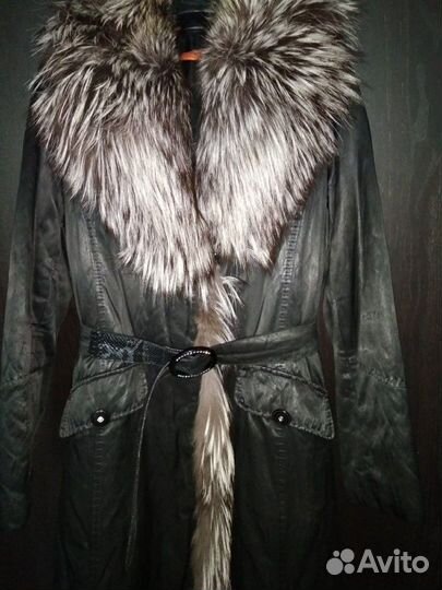 Зимнее пальто с натуральным мехом р. M
