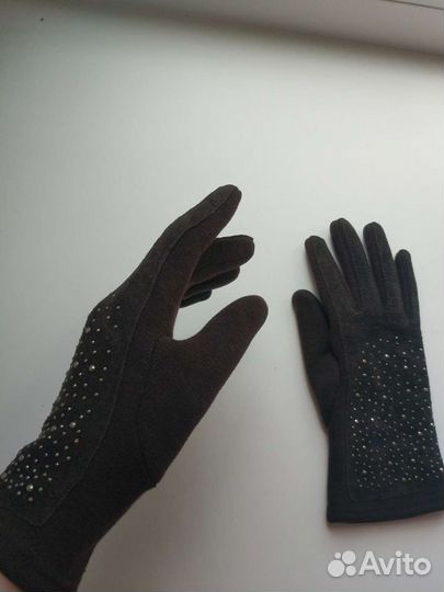 Перчатки коричневые