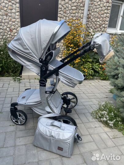 Коляска 2 в 1Люксмам 608 (серебро )