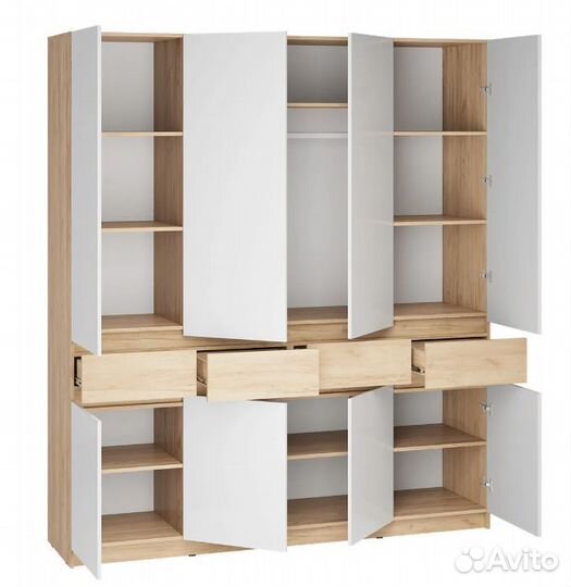 Шкаф распашной белый глянец в коридор 2м