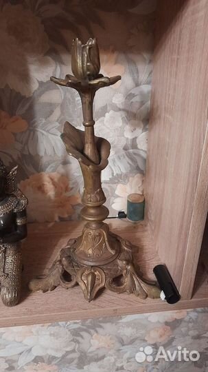 Старинный подсвечник бронза.19век