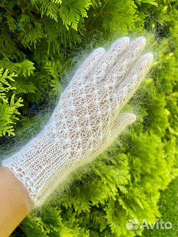 Перчатки ажурные пуховые женские Ручная работа