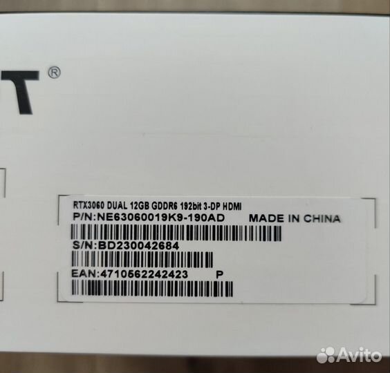 Видеокарта Palit GeForce RTX 3060 dual 12GB Новая