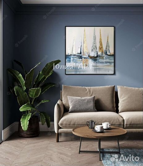 Картина в морском стиле в интерьер на холсте