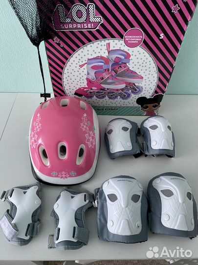 Ролики детские раздвижные 28-33 размер + защита