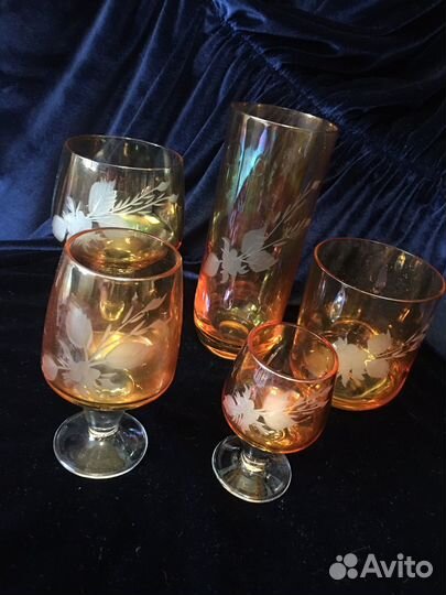 Рюмки, стаканы, фужеры из медового стекла СССР