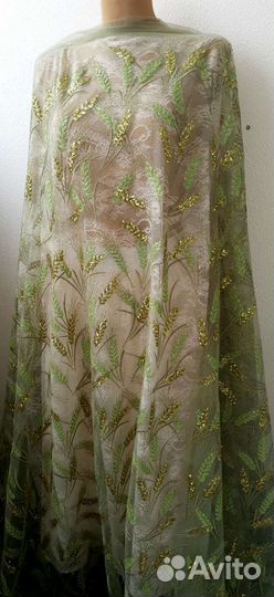 Ткань с пайетками. Процветание, колоски
