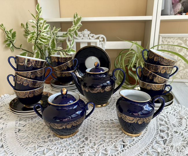 Чайный сервиз лфз, СССР Синий кобальт