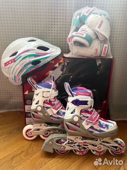 Роликовые коньки детские, шлем и защита (26-31 р.)