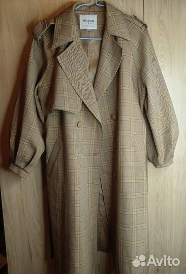 Плащ в клетку, тренч 42-44 размера, куртка aviator