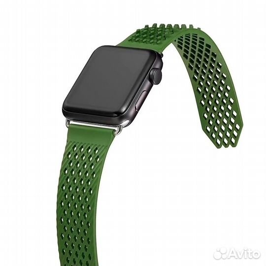 Ремешок силикон сетч Apple Watch 42-49мм зеленый