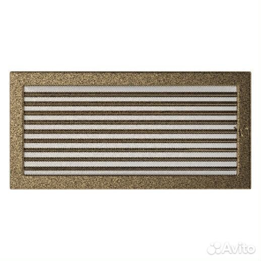 Вент решетка Kratki черная/золото с жалюзи 22 см 4