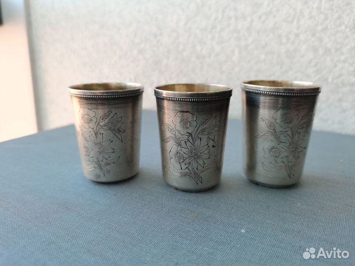 Три стопки серебро 875 пробы СССР Таллин лом