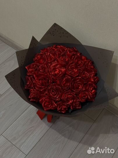 Цветы из атласных лент (на подарок)