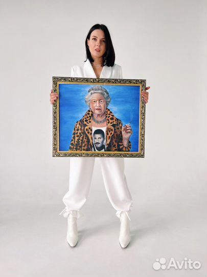 Картина акрил Королева Елизавета и Фреди Меркьюри