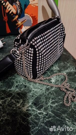 Сумка клатч женская чёрная стразы