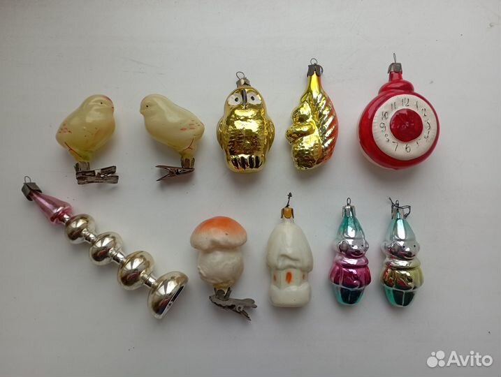 Ёлочные игрушки СССР фигурки стекло