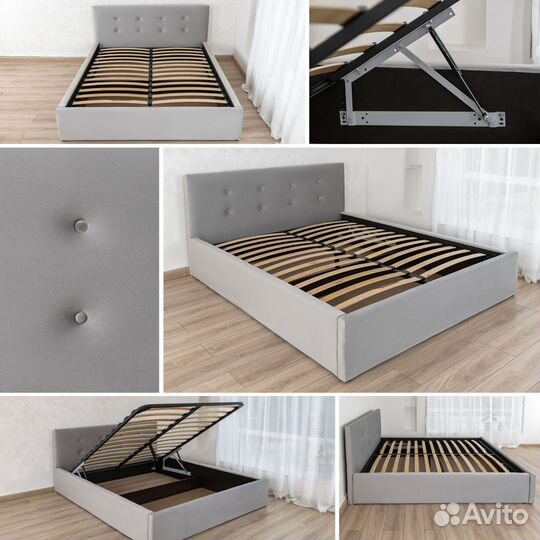 Кровать двуспальная 140х200 Роза велюр