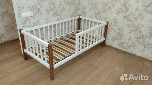 Кроватка с бортиком сингл от 2х лет берёза