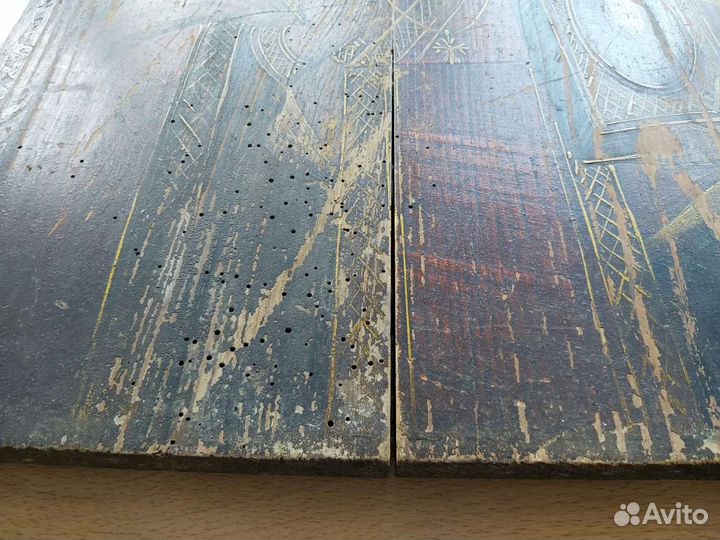 Большая старинная, икона Николая Чудотворца. 53*42