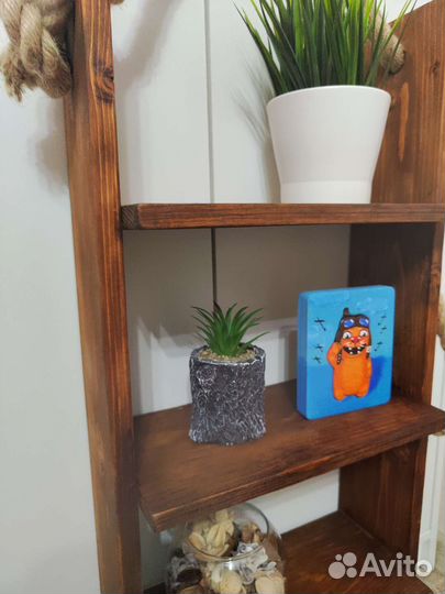 Полка настенная навесная, массив, 60*30*15, джут