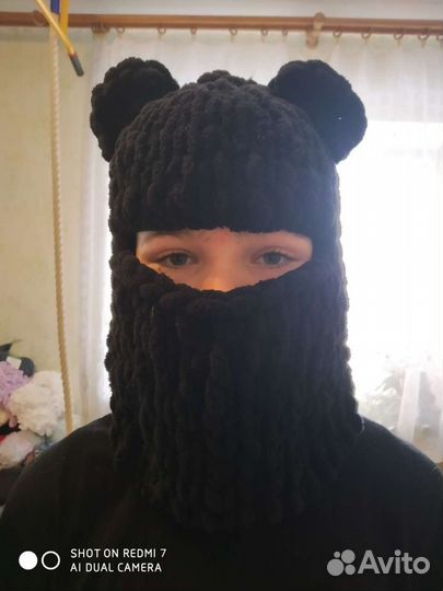 Балаклава с ушками мишки