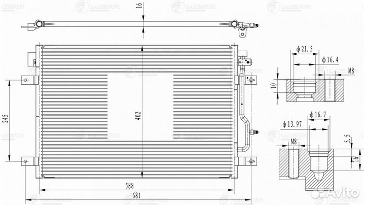 Радиатор кондиционера Ауди A4 B6 00