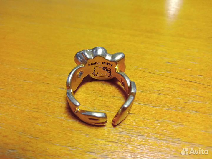 Позолоченое кольцо hello kitty