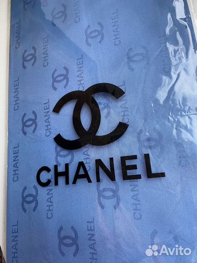 Платок шелковый Chanel Голубой новый