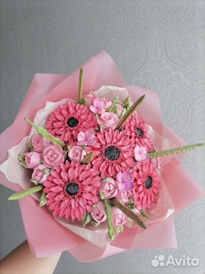 Съедобные зефирные букеты ручной работы