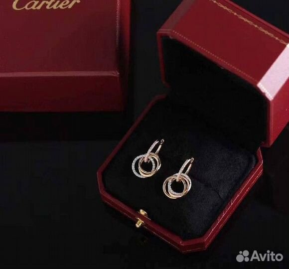 Серьги золотые Cartier Trinity