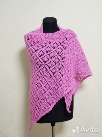 Шаль вязаная крючком. 194*92 см