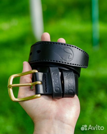 Ремень из натуральной кожи с латунной пряжкой