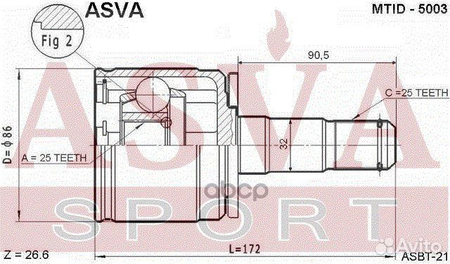 ШРУС внутренний перед лев mtid5003 asva