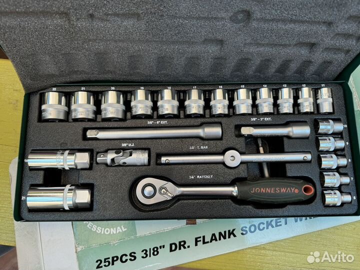 Набор торцевых головок jonnesway, 25 предм