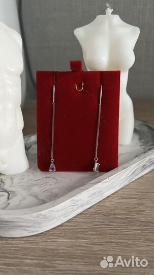 Серьги серебро длинные 925