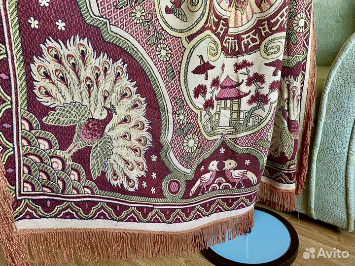 Скатерть винтажная китайская с бахромой 40е годы