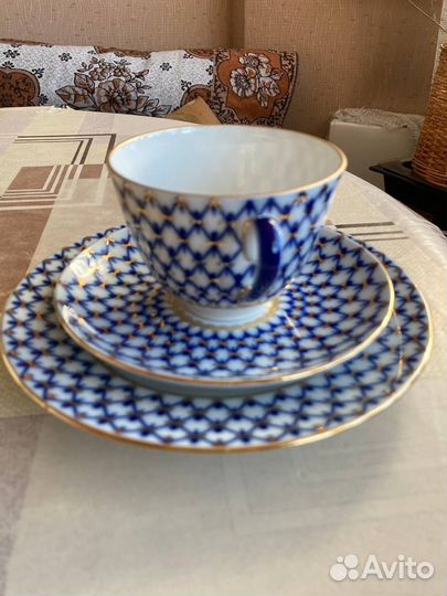 Чайная пара. 2 чашки, блюдце, тарелка на подарок