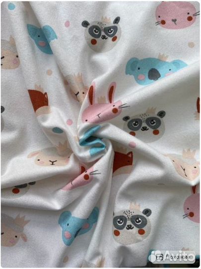 Фланель цветная,мордочки,150 см*170 гр, отрез 3м