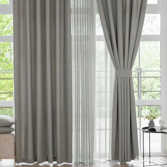 Комплект штор канвас Эдем Серый базальт
