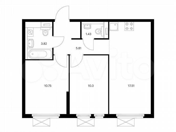 2-к. квартира, 49,6 м², 26/33 эт.