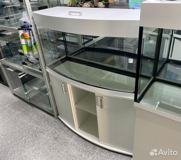 Аквариум 201л панорамный с тумбой в белом цвете