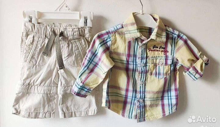 Слипы боди джинсы рубашка на мальчика 0-6м.Пакетом