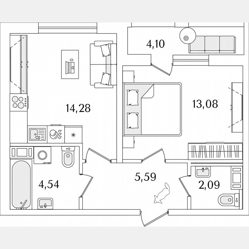 1-к. квартира, 41,6 м², 10/17 эт.