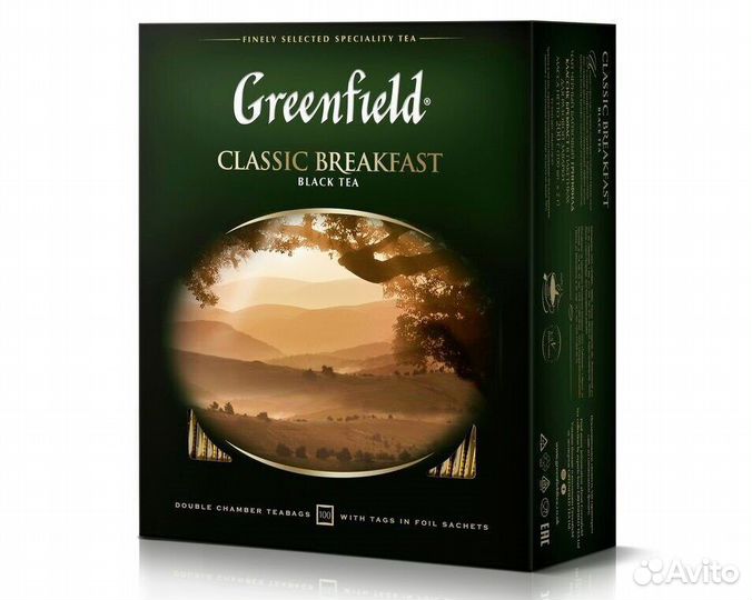 Чай Гринфилд Классик Брекфаст Черный 100 пакетиков
