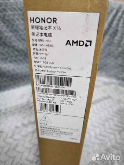 Honor magicbook x16 Ryzen 5 7640HS/ 16 Гб/ 512 SSD