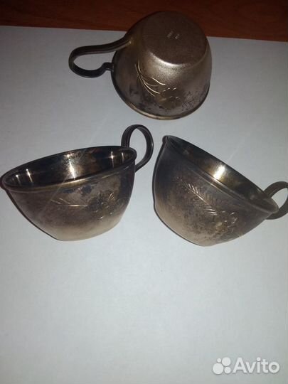 Чашка с блюдцем, мельхиор.СССР