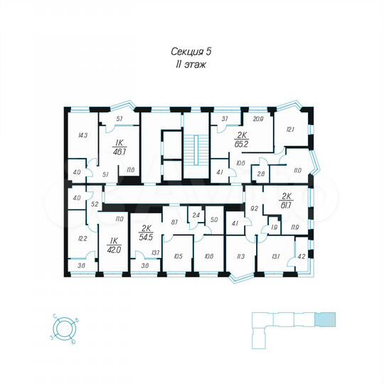 2-к. квартира, 65,2 м², 11/24 эт.