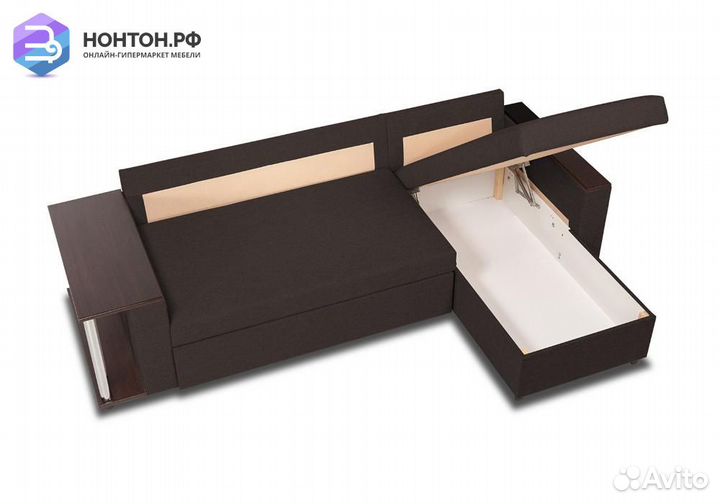 Диван угловой дельфин Форест кофейный